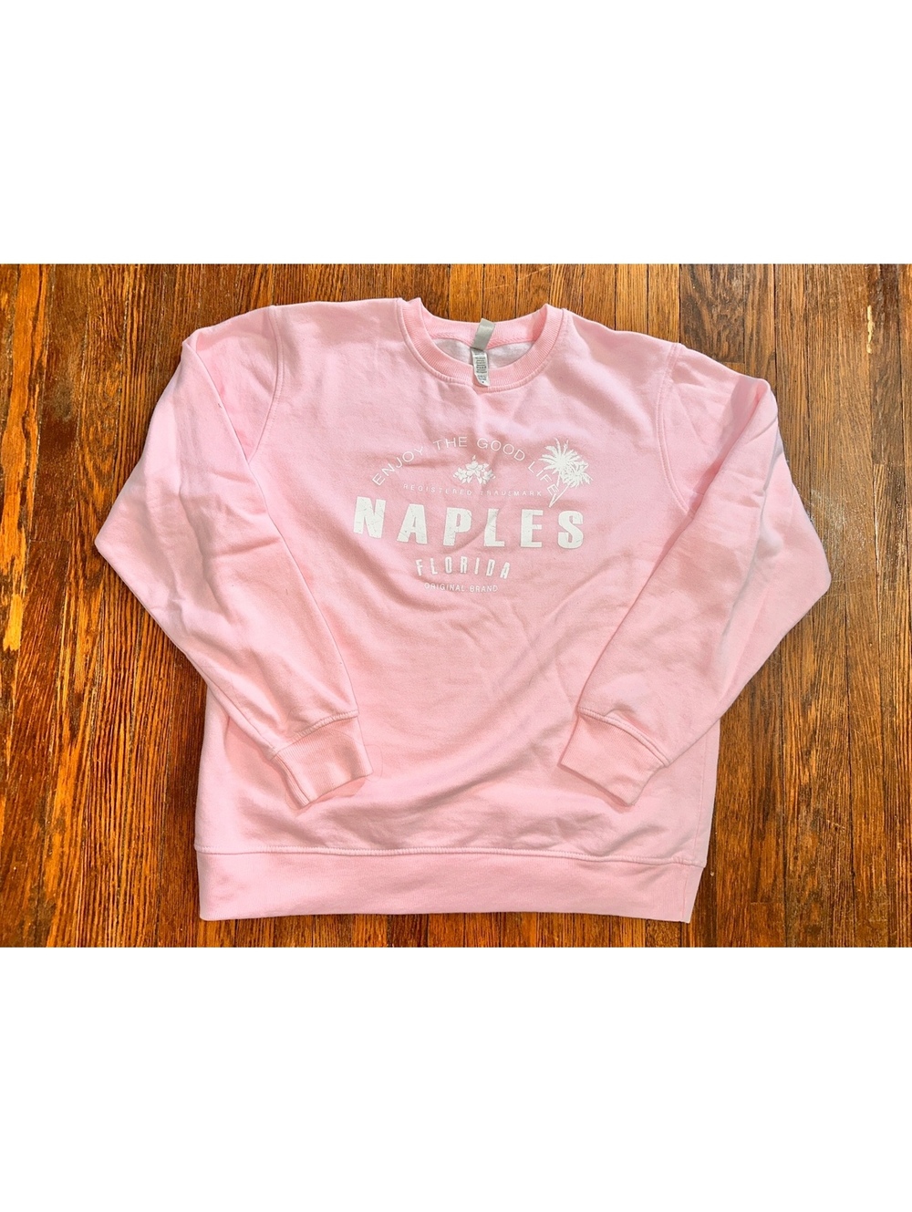 Women’s Medium Naples Florida Pink Vacation Crewneck Sweatshirt